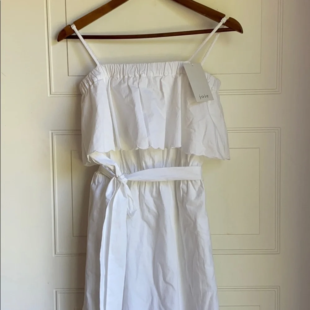 NWT Joie Rindinya Ruffled Scalloped Midi Dress White S